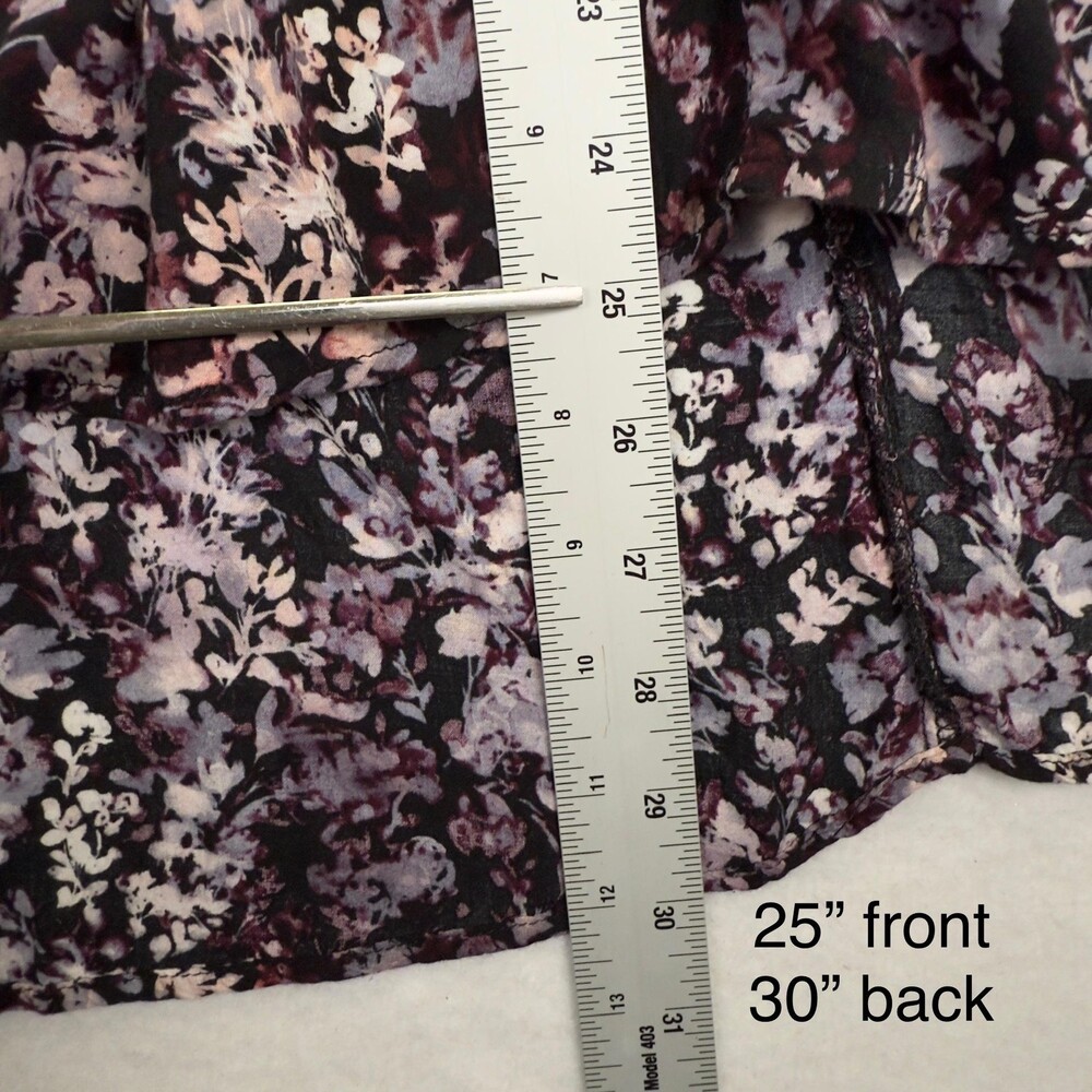 CATO Blouse Dark Floral Babydoll Crochet Lace Whimsigoth Black Purple Plus 3X - Picture 8 of 13